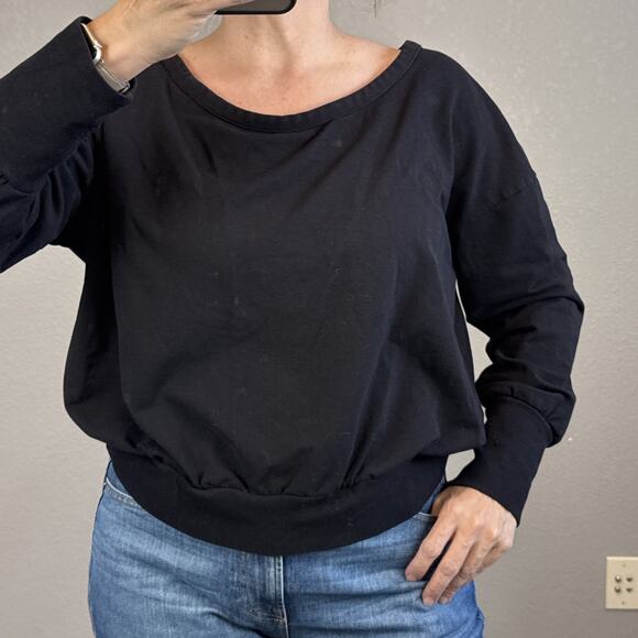 Cuyana Sweaters - Cuyana French Terry Black Pima Cotton Sweater Sweatshirt Size XL Pleat Back